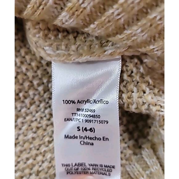 Time and Tru Flutter Sleeve Crewneck Sweater Tan Women’s Small NWT Long Sleeve - Picture 9 of 9